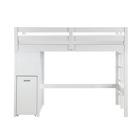 Sloane White Twin/Full Loft Bunk Bed with Chest and Hidden Desk from Homelegance - Luna Furniture