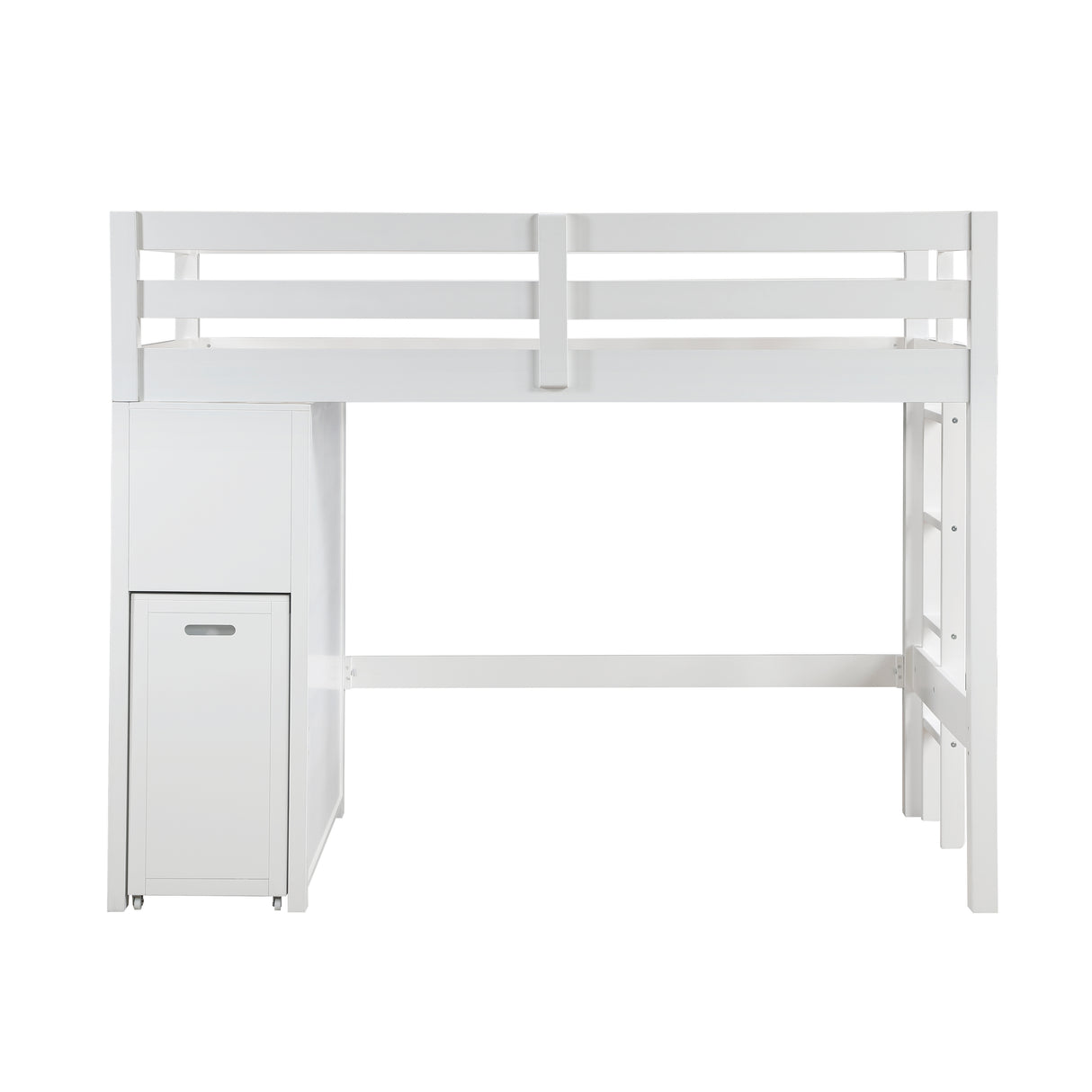 Sloane White Twin/Full Loft Bunk Bed with Chest and Hidden Desk from Homelegance - Luna Furniture