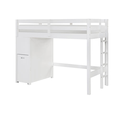Sloane White Twin/Full Loft Bunk Bed with Chest and Hidden Desk from Homelegance - Luna Furniture