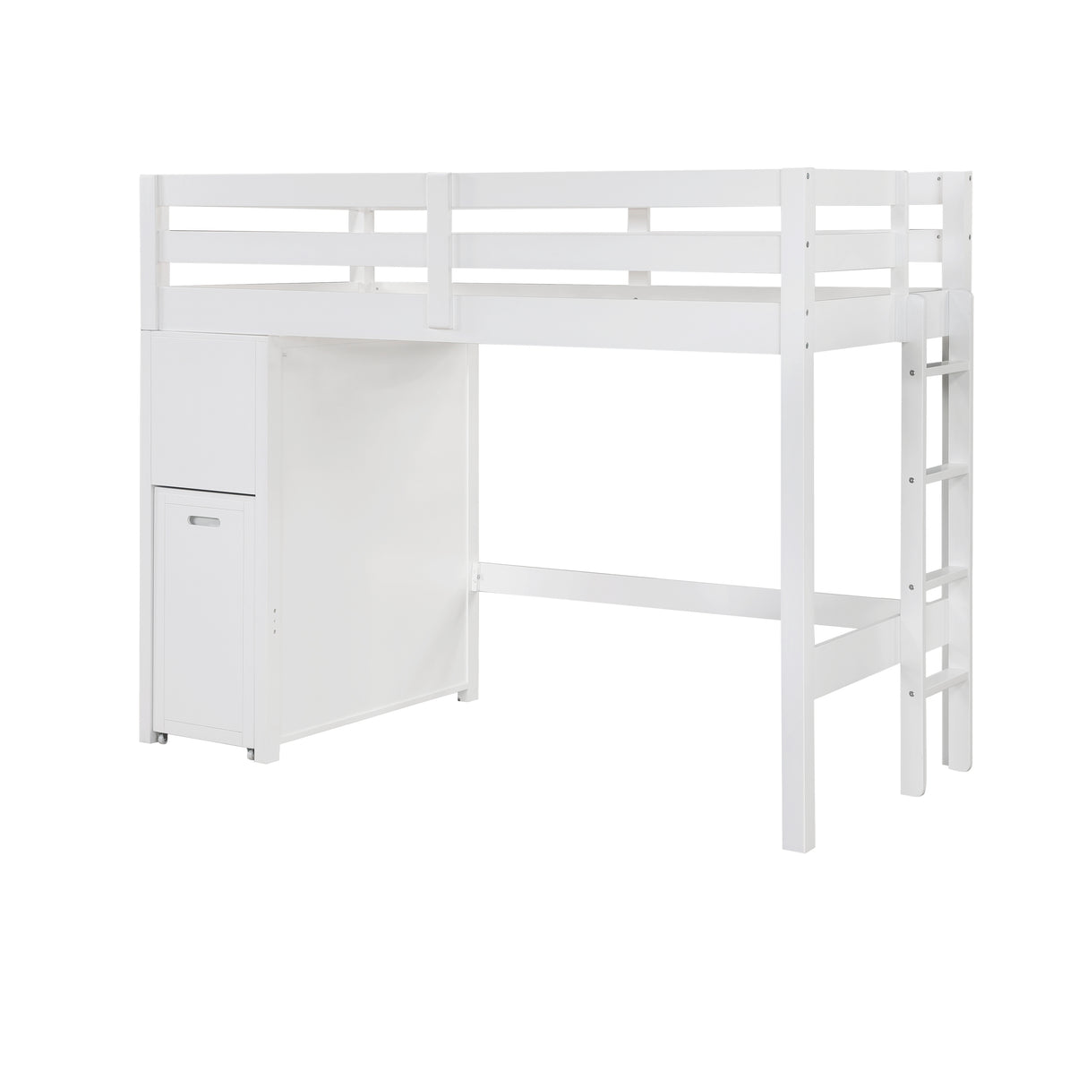 Sloane White Twin/Full Loft Bunk Bed with Chest and Hidden Desk from Homelegance - Luna Furniture
