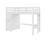 Sloane White Twin/Full Loft Bunk Bed with Chest and Hidden Desk from Homelegance - Luna Furniture
