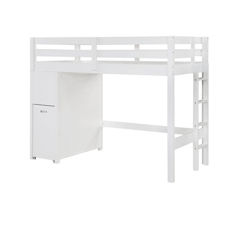 Sloane White Twin/Full Loft Bunk Bed with Chest and Hidden Desk from Homelegance - Luna Furniture