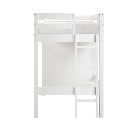 Sloane White Twin/Full Loft Bunk Bed with Chest and Hidden Desk from Homelegance - Luna Furniture
