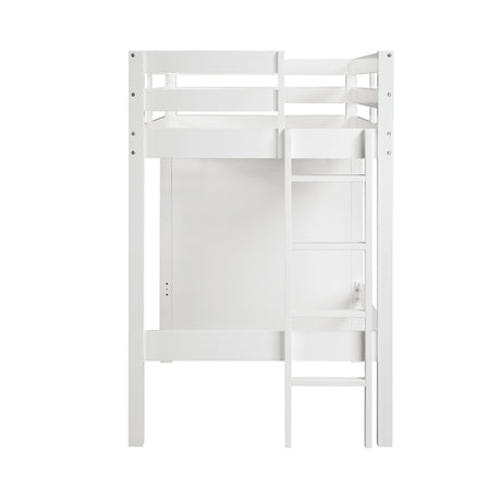 Sloane White Twin/Full Loft Bunk Bed with Chest and Hidden Desk from Homelegance - Luna Furniture