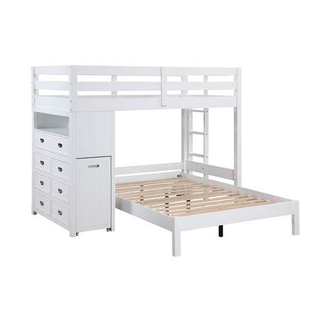 Sloane White Twin/Full Loft Bunk Bed with Chest and Hidden Desk from Homelegance - Luna Furniture