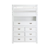 Sloane White Twin/Full Loft Bunk Bed with Chest and Hidden Desk from Homelegance - Luna Furniture