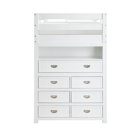 Sloane White Twin/Full Loft Bunk Bed with Chest and Hidden Desk from Homelegance - Luna Furniture