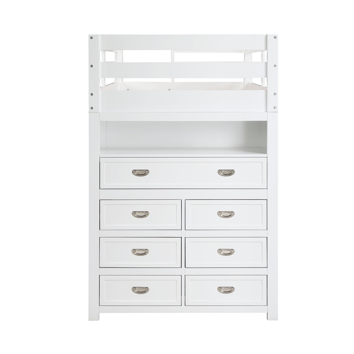 Sloane White Twin/Full Loft Bunk Bed with Chest and Hidden Desk from Homelegance - Luna Furniture