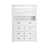 Sloane White Twin/Full Loft Bunk Bed with Chest and Hidden Desk from Homelegance - Luna Furniture
