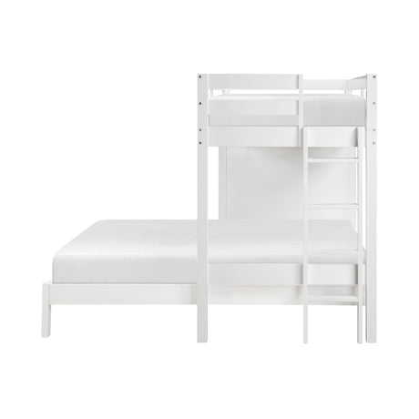 Sloane White Twin/Full Loft Bunk Bed with Chest and Hidden Desk from Homelegance - Luna Furniture