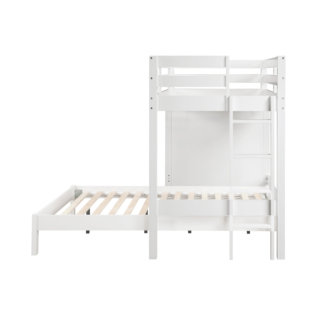 Sloane White Twin/Full Loft Bunk Bed with Chest and Hidden Desk from Homelegance - Luna Furniture