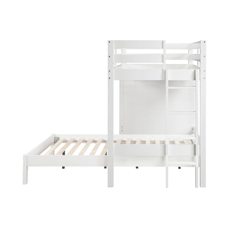 Sloane White Twin/Full Loft Bunk Bed with Chest and Hidden Desk from Homelegance - Luna Furniture