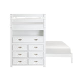 Sloane White Twin/Full Loft Bunk Bed with Chest and Hidden Desk from Homelegance - Luna Furniture