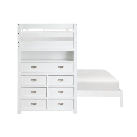 Sloane White Twin/Full Loft Bunk Bed with Chest and Hidden Desk from Homelegance - Luna Furniture