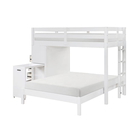 Sloane White Twin/Full Loft Bunk Bed with Chest and Hidden Desk from Homelegance - Luna Furniture