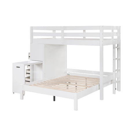 Sloane White Twin/Full Loft Bunk Bed with Chest and Hidden Desk from Homelegance - Luna Furniture