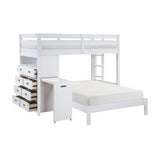 Sloane White Twin/Full Loft Bunk Bed with Chest and Hidden Desk from Homelegance - Luna Furniture