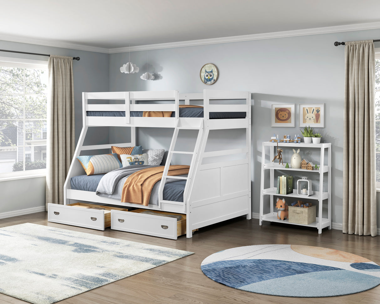 Sloane White Twin/Full Bunk Bed from Homelegance - Luna Furniture