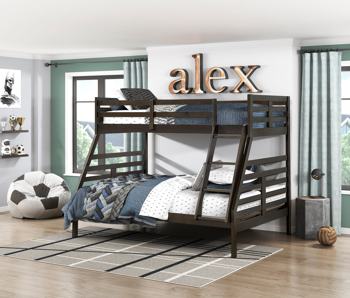 Darden Dark Brown Twin/Full Bunk Bed from Homelegance - Luna Furniture