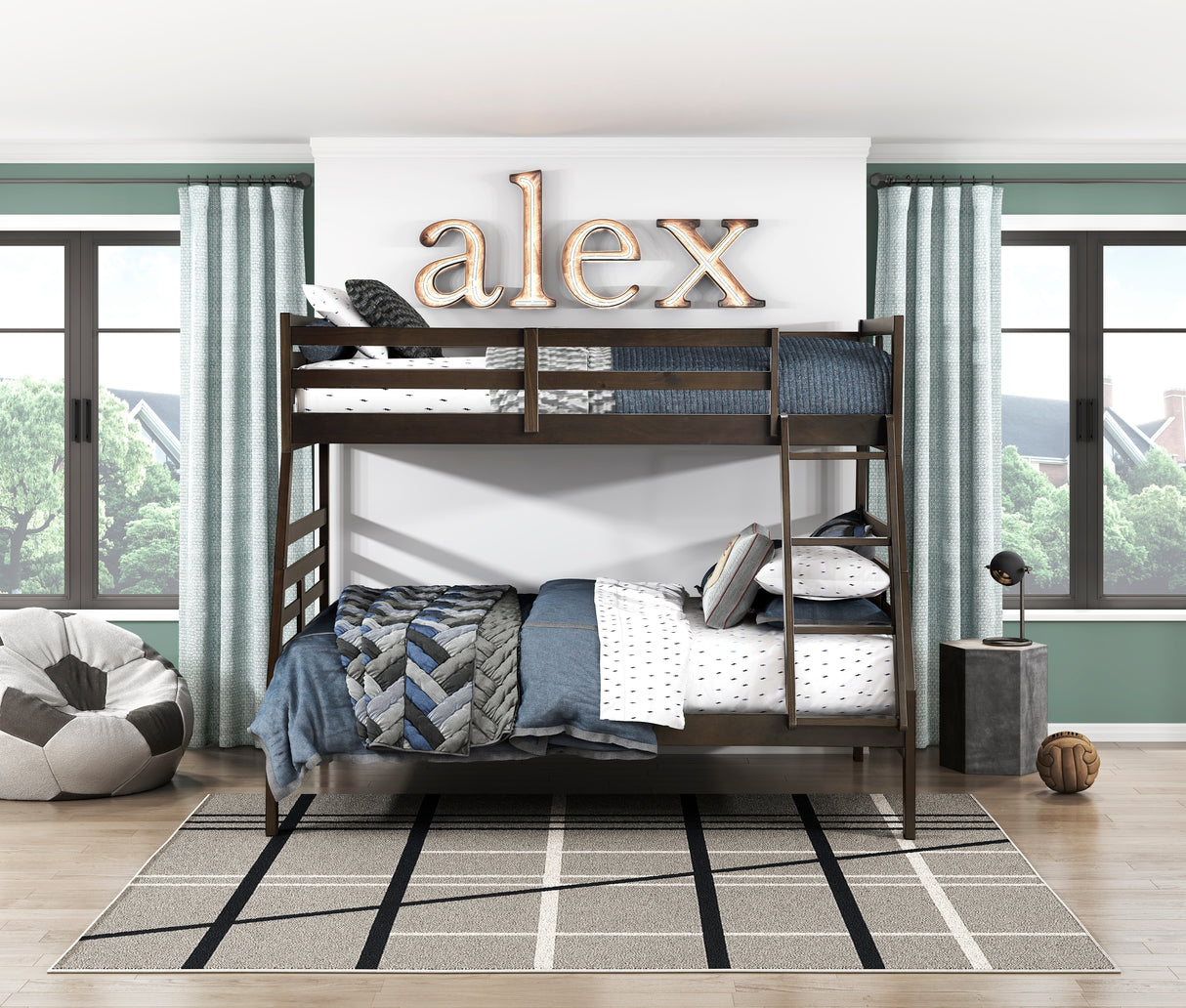 Darden Dark Brown Twin/Full Bunk Bed from Homelegance - Luna Furniture