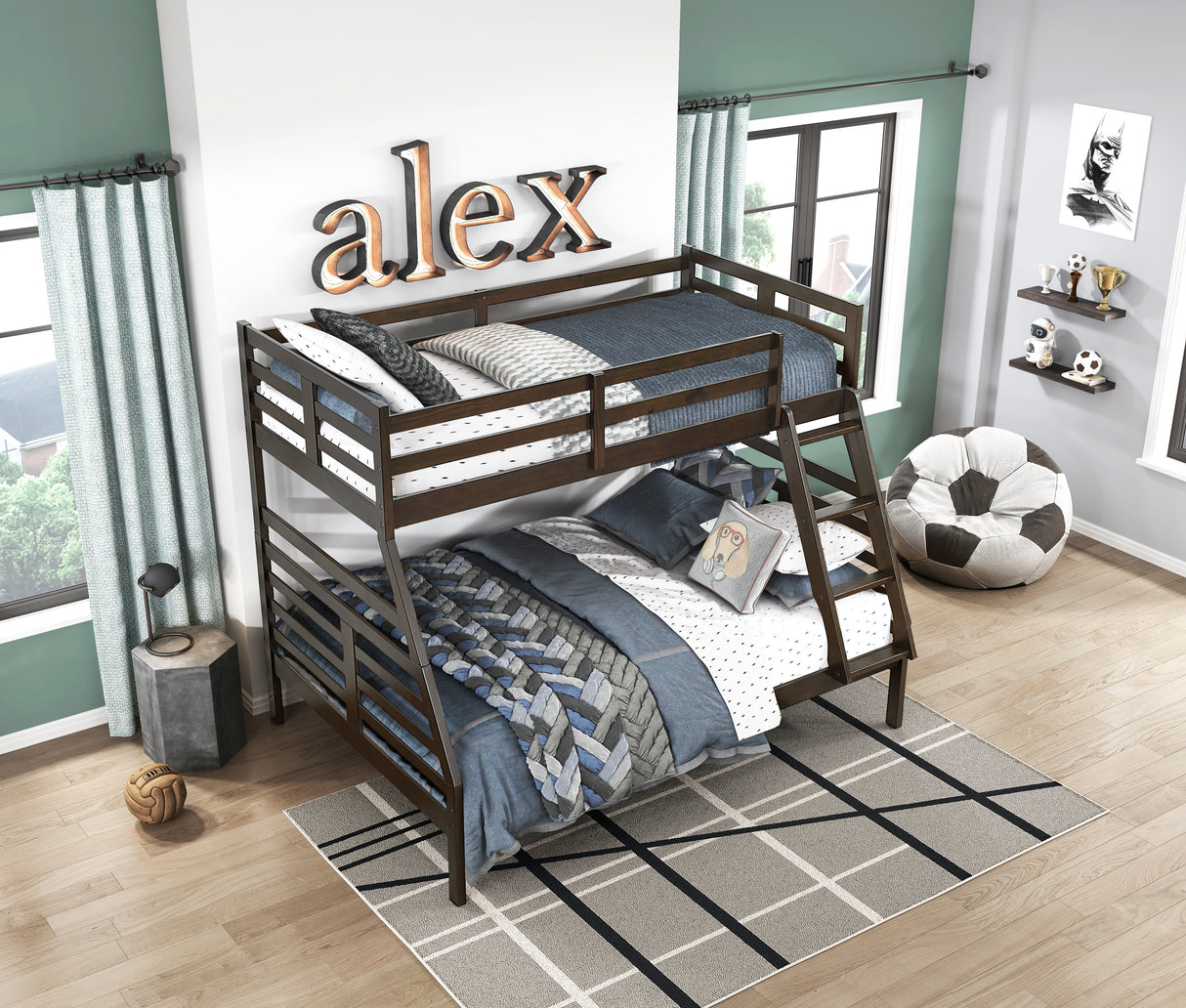 Darden Dark Brown Twin/Full Bunk Bed from Homelegance - Luna Furniture