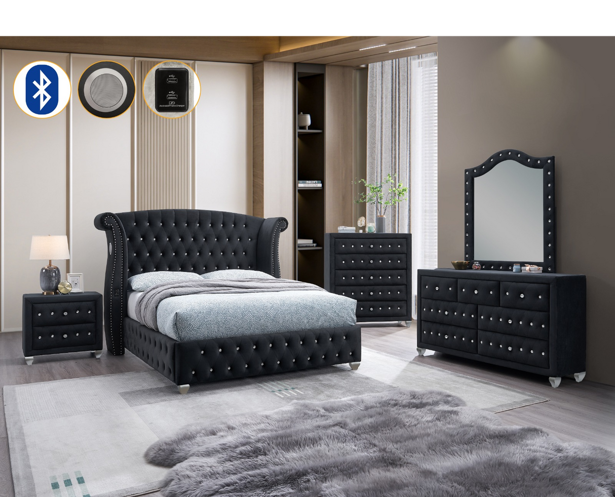 B2030 Divina (Black) 4pcs Queen from New Era Innovations - Luna Furniture