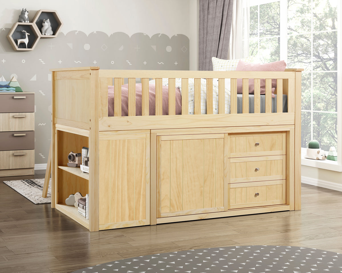 B2043LL-1*BC2DR (6) Low Loft Bunk with Bookcase and 2 Dressers from Homelegance - Luna Furniture