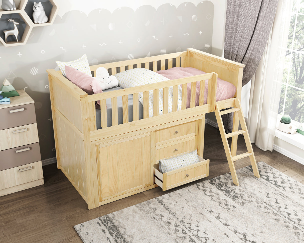 B2043LL-1*DR (4) Low Loft Bunk with Dresser from Homelegance - Luna Furniture