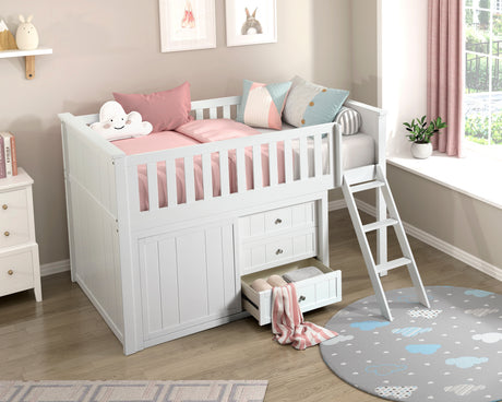 B2053LLW-1*BCDR (5) Low Loft Bunk with Bookcase and Dresser from Homelegance - Luna Furniture
