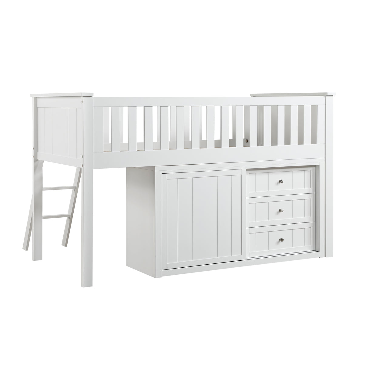 B2053LLW-1*BCDR (5) Low Loft Bunk with Bookcase and Dresser from Homelegance - Luna Furniture
