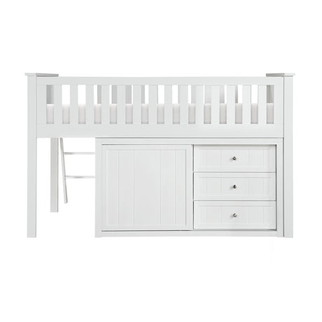 B2053LLW-1*BCDR (5) Low Loft Bunk with Bookcase and Dresser from Homelegance - Luna Furniture
