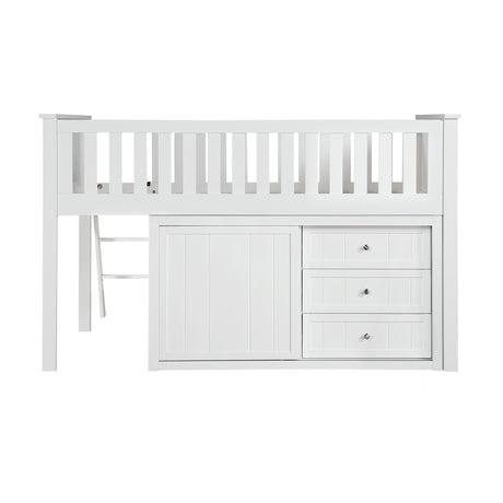 B2053LLW-1*BCDR (5) Low Loft Bunk with Bookcase and Dresser from Homelegance - Luna Furniture