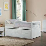 Galen White Twin Captains Trundle Bed from Homelegance - Luna Furniture