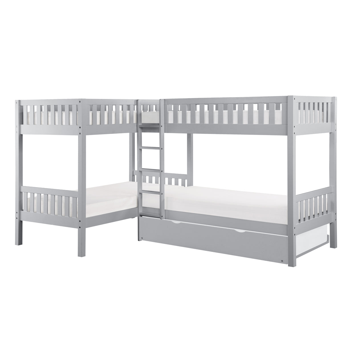 B2063CN-1R* (4) Corner Bunk Bed with Twin Trundle from Homelegance - Luna Furniture