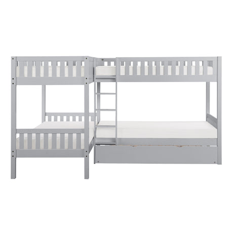 B2063CN-1R* (4) Corner Bunk Bed with Twin Trundle from Homelegance - Luna Furniture