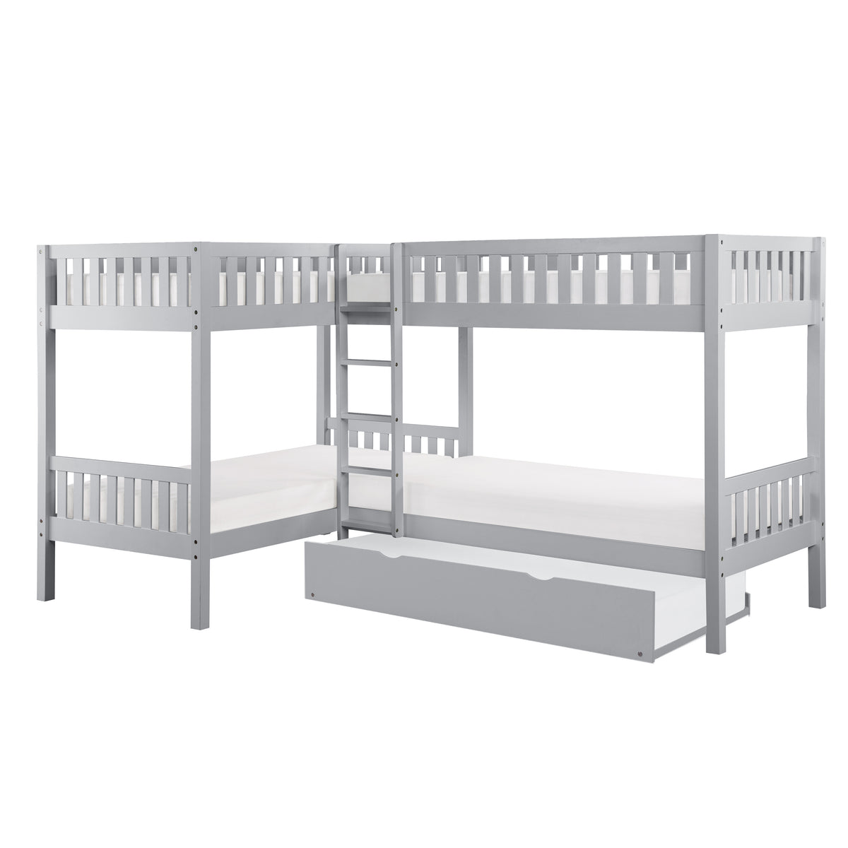 B2063CN-1R* (4) Corner Bunk Bed with Twin Trundle from Homelegance - Luna Furniture