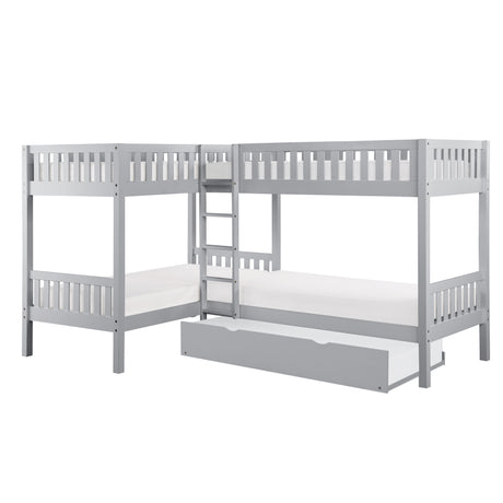 B2063CN-1R* (4) Corner Bunk Bed with Twin Trundle from Homelegance - Luna Furniture