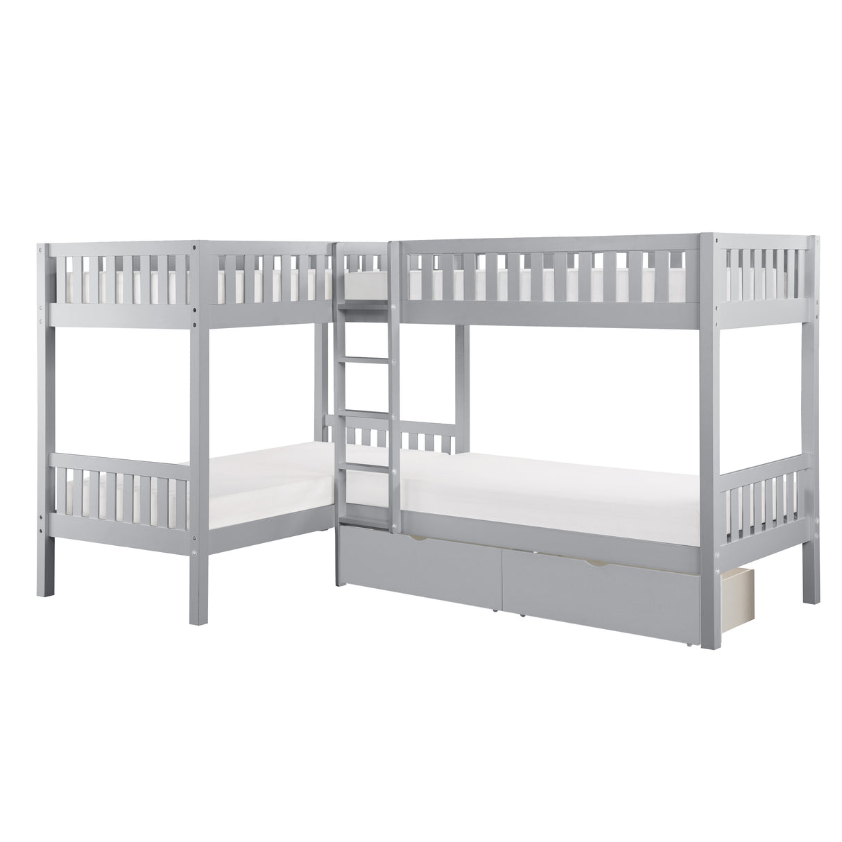 B2063CN-1T* (4) Corner Bunk Bed with Storage Boxes from Homelegance - Luna Furniture