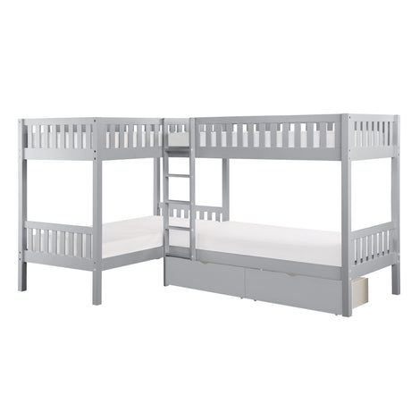 B2063CN-1T* (4) Corner Bunk Bed with Storage Boxes from Homelegance - Luna Furniture