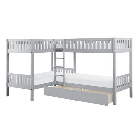 B2063CN-1T* (4) Corner Bunk Bed with Storage Boxes from Homelegance - Luna Furniture