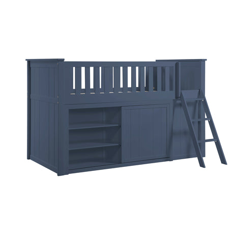 Nora Blue Low Loft Bunk Bed with Bookcase and Two Dressers from Homelegance - Luna Furniture