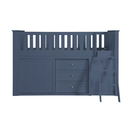 Nora Blue Low Loft Bunk Bed with Bookcase and Two Dressers from Homelegance - Luna Furniture