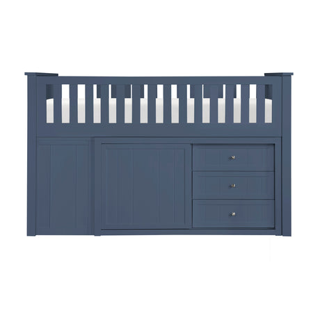 Nora Blue Low Loft Bunk Bed with Bookcase and Two Dressers from Homelegance - Luna Furniture