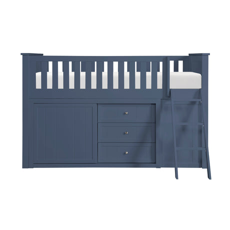 Nora Blue Low Loft Bunk Bed with Bookcase and Dresser from Homelegance - Luna Furniture