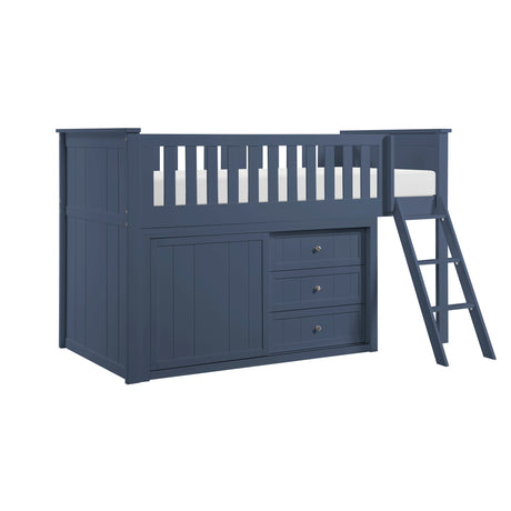 Nora Blue Low Loft Bunk Bed with Dresser from Homelegance - Luna Furniture