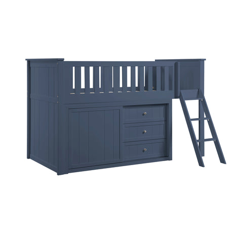 Nora Blue Low Loft Bunk Bed with Dresser from Homelegance - Luna Furniture