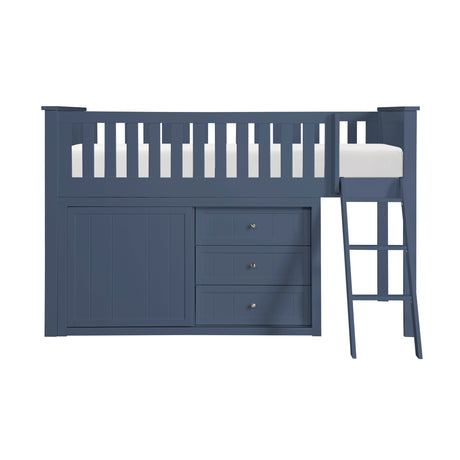 Nora Blue Low Loft Bunk Bed with Dresser from Homelegance - Luna Furniture