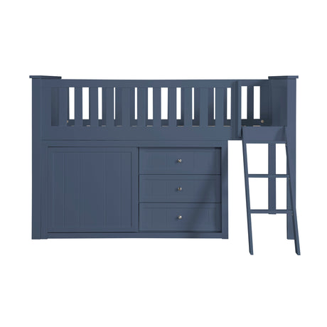 Nora Blue Low Loft Bunk Bed with Dresser from Homelegance - Luna Furniture