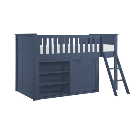 Nora Blue Low Loft Bunk Bed with Dresser from Homelegance - Luna Furniture
