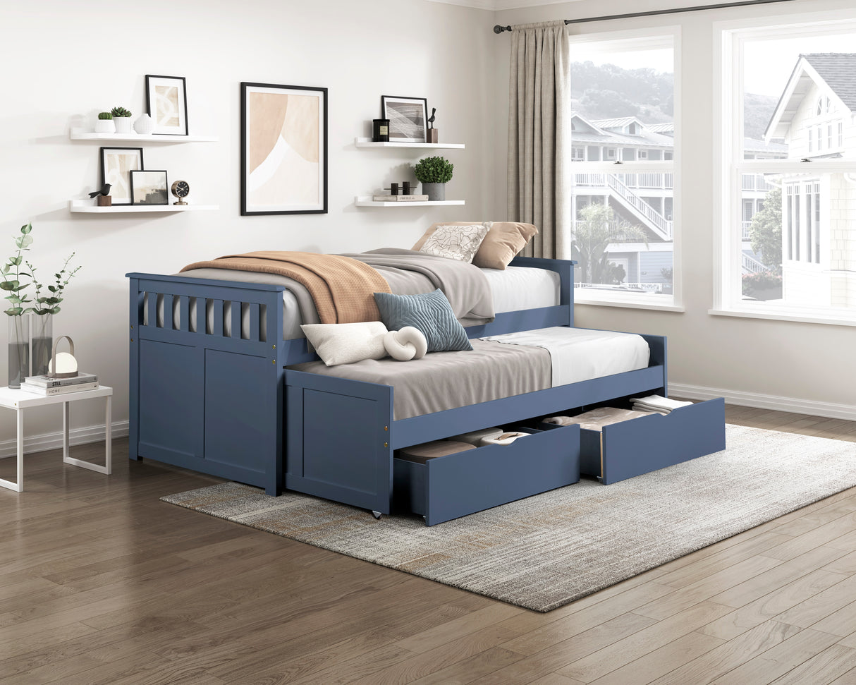 Nora Blue Twin Daybed with Trundle from Homelegance - Luna Furniture